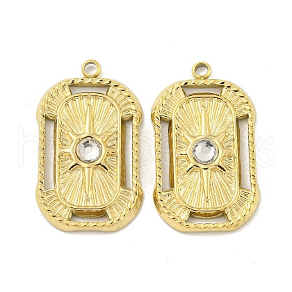 304 Stainless Steel Rhinestone Pendants STAS-P356-40G-1