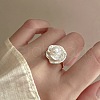 Flower Natural Freshwater Baroque Pearl with Brass Cuff Rings for Women FS-WG89D29-01-4
