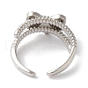 Bowknot Brass Micro Pave Clear Cubic Zirconia Open Cuff Rings for Women RJEW-C098-01P-3