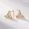 S925 Sterling Silver Clear Cubic Zirconia Triangle Stud Earrings IQ7437-1-2