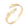 Leaf 304 Stainless Steel Cuff Bangles for Women BJEW-U032-09G-2