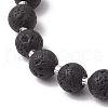 Halloween Theme Natural & Synthetic Lava Rock Round Beads Stretch Bracelets BJEW-MZ00185-02-4