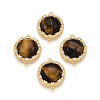 Natural Tiger Eye Connector Charms KK-N258-12G-1