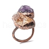 Natural Citrine & Amethyst Irregular Nugget Open Cuff Ring RJEW-I082-08R-02-4