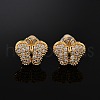 Butterfly Brass Micro Pave Cubic Zirconia Stud Earrings EJEW-B131-07G-01-3