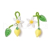 2Pcs 2 Styles Resin & Handmade Glass Seed Beaded Flower Lemon Big Pendants PALLOY-MZ00771-1
