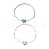 2Pcs 2 Styles Waxed Polyester Braided Bead Bracelets BJEW-JB11106-1