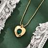 304 Stainless Steel Green Cubic Zirconia Pendant Neckalces for Women NJEW-C078-01A-G-2
