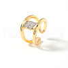 Brass Micro Pave Cubic Zirconia Cuff Rings for Women OC3836-5