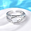 Square Brass Cat Eye Cuff Rings RJEW-G344-01P-3