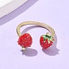 Brass with Enamel Cuff Open Rings for Women RJEW-Q019-01A-G-2