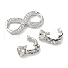 Brass Micro Pave Clear Cubic Zirconia Fold Over Clasps KK-U059-33P-2
