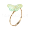 4Pcs 4 Colors Glass Butterfly Finger Rings RJEW-JR00826-01-4