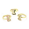 Mixed Color Enamel Initial Letter Adjustable Ring with Clear Cubic Zirconia RJEW-P045-01G-I-1