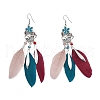 Flower & Feather Alloy Chandelier Earrings EJEW-G426-04AS-4