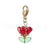 Glass Flower Pendant Decorations HJEW-MZ00206-05-2