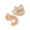 Golden Brass Micro Pave Cubic Zirconia Fold Over Clasps KK-B100-037G-01-2
