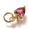Brass Micro Pave Deep Pink Cubic Zirconia Charms ZIRC-I051-08G-3