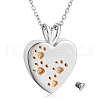 316L Surgical Stainless Steel Heart with Paw Print Urn Ashes Pendant Necklace with Enamel NJEW-SZ0001-61A-1