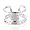 304 Stainless Steel Cuff Rings Components STAS-N113-04P-2