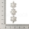 Brass Pave Clear Cubic Zirconia Three Flower Links Connector Charms KK-P277-61P-3