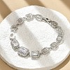 Rectangle & Oval Brass Micro Pave Cubic Zirconia Link Chain Bracelets KK-R217-36P-1