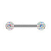 Stainless Steel Micro Pave Cubic Zirconia Nipple Rings WG80671-03-1