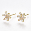 Brass Cubic Zirconia Stud Earrings X-KK-S348-364G-1