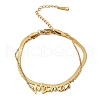 Mother's Day 304 Stainless Steel Mama 2-Strand Snake Chains Bracelets for Women BJEW-Q335-02G-1