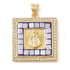 Brass & Shell & Clear Cubic Zirconia Pendants KK-I712-11G-01-1