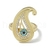 Rack Plating Brass Micro Pave Cubic Zirconia Teardrop Open Cuff Rings for Women RJEW-C088-04G-2