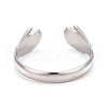 304 Stainless Steel Double Hand Hug Open Cuff Ring for Women RJEW-C025-08B-P-2