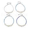 4Pcs 4 Colors Summer Natural Shell & Synthetic Magnesite Star & Glass Seed Beaded Anklets AJEW-AN00680-2