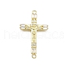 Brass Micro Pave Clear Cubic Zirconia Religion Crucifix Cross Connector Charms KK-Z100-22G-01-1