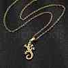 Gecko 201 Stainless Steel Pendant Necklaces & Stud Earrings Sets for Women SJEW-Q025-07G-2