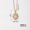 Vintage Brass Pave Clear Cubic Zirconia Religion Oval with Heart Pendant Couple Necklaces EG3361-5-1