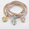 3Pcs Alloy Rhinestone Charm Bracelets WGE2207-01-2