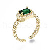 Mother's Day Rings Brass Micro Pave Cubic Zirconia Cuff Rings RJEW-Q161-003B-NF-1