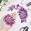 2Pcs 2 Style Peony Polyester Embroidery Sew on Clothing Patches PATC-NB0001-11A-3