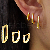 3 Pcs Elegant 925 Sterling Silver Clear Cubic Zirconia Oval & U-Shaped Hoop Earrings UO7347-1-1