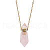 SUPERFINDINGS 1Pc Natural Rose Quartz Faceted Hexagonal Prism Perfume Bottle Pendant Necklaces NJEW-FH0001-17G-01-1