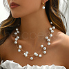 Glass Round Beaded Multilayer Necklaces & Earrings Sets for Women HD1365-3