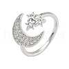 Brass Micro Pave Cubic Zirconia Cuff Rings for Women RJEW-D322-04P-4