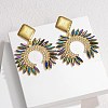 304 Stainless Steel Glass Dangle Stud Earrings EJEW-M095-12G-01-1