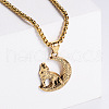 Stainless Steel Wolf with Moon Pendant Necklaces for Men OW6020-2-1