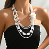 Elegant Vintage Plastic Multi-Layer Pearl Flower Pendant Necklaces for Women LQ8641-2