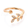 Brass Micro Pave Clear Cubic Zirconia Cuff Ring Settings KK-T076-15G-2
