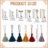 GOMAKERER 24Pcs 12 Colors Polycotton Tassel Pendants Hanging with Tibetan style Alloy Pendant FIND-GO0002-85-2