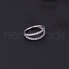 Brass Micro Pave Clear Cubic Zirconia 2 Lines Hoop Nose Rings WGEB7C1-05-1