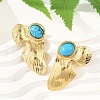 Flower 304 Stainless Steel Synthetic Turquoise Stud Earrings for Women EJEW-U046-16G-3